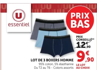 Lot de 3 boxers homme U essentiel