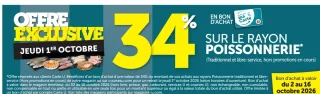 34% en bon d'achat sur le rayon Poissonnerie