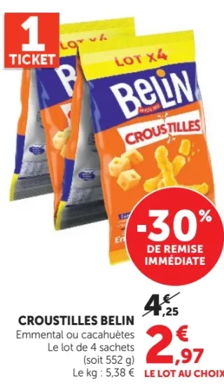 CROUSTILLES BELIN Emmental ou cacahuètes