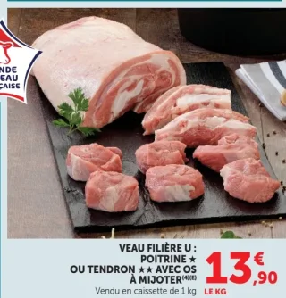 Poitrine ou tendron de veau avec os à mijoter Filière U