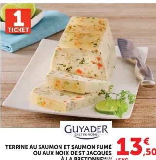 Terrine au saumon et saumon fumé ou aux noix de St Jacques à la bretonne Guyader