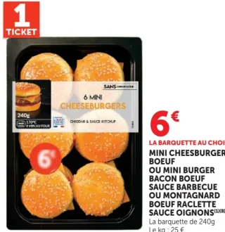 6 Mini Cheeseburgers Boeuf