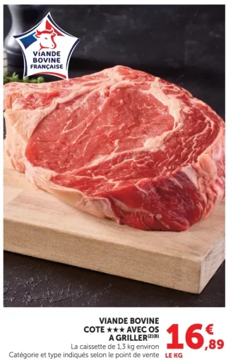 Viande Bovine Cote *** Avec Os A Griller