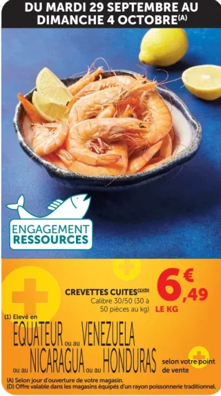 Crevettes cuites Calibre 30/50