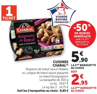 Rognons de boeuf sauce Madère ou Langue de boeuf sauce piquante ou boeuf bourguignon Charal