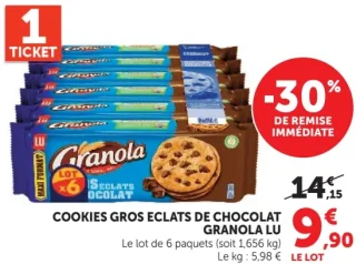 Cookies gros éclats de chocolat Granola LU