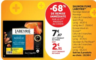 Saumon Fumé Labeyrie Norvège élevé en Norvège ou Ecosse ou Sauvage du Pacifique