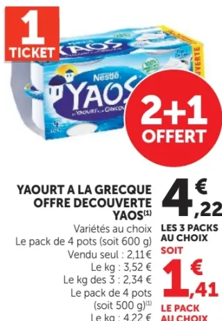 Yaourt à la grecque Offre Découverte Yaos Nestlé