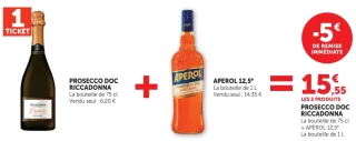 PROSECCO DOC RICCADONNA La bouteille de 75 cl + APEROL 12,5° La bouteille de 1 L