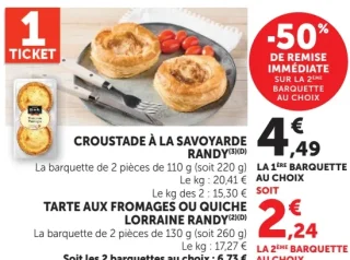 Croustade à la savoyarde Randy ou Tarte aux fromages ou quiche Lorraine Randy
