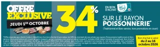 34% en bon d'achat sur le rayon poissonnerie avec la carte U