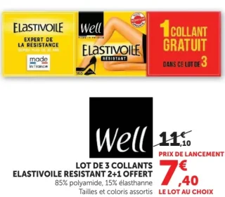Well Lot de 3 collants Elastivoile Résistant 2+1 offert