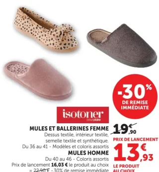 Isotoner Mules et ballerines femme ou Mules homme