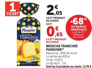 BRIOCHE TRANCHEE PASQUIER Nature ou -30% de sucre