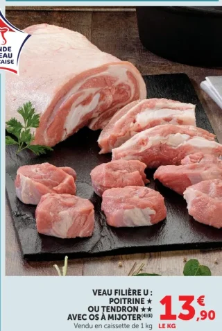 Veau Filière U : Poitrine ou Tendron avec os à mijoter