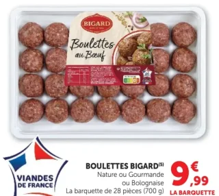 Boulettes Bigard Nature ou Gourmande ou Bolognaise