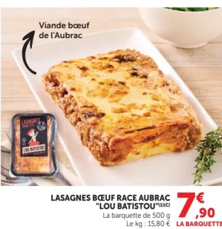 Lasagnes Bœuf Race Aubrac "Lou Batistou"