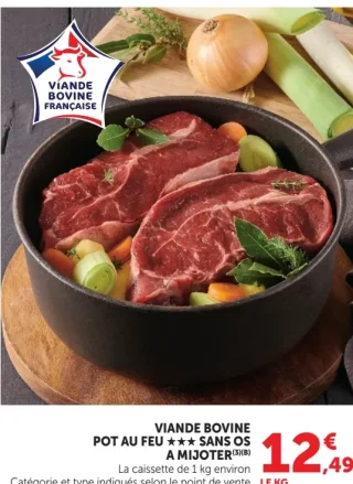 Viande bovine pot au feu ★★★ sans os à mijoter