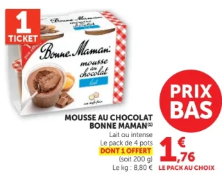 Mousse au chocolat Bonne Maman Lait ou intense