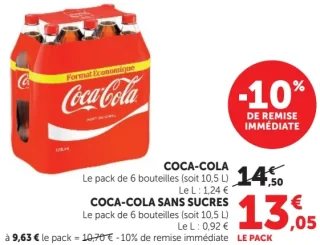 Coca-Cola ou Coca-Cola Sans Sucres Le pack de 6 bouteilles