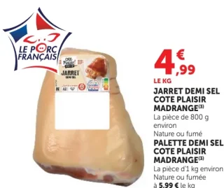 Côté Plaisir Madrange Jarret demi sel ou Palette demi sel