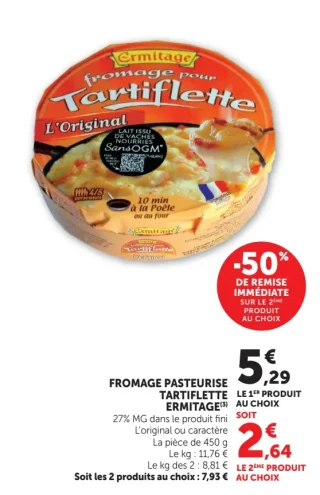 Fromage pasteurisé pour Tartiflette Ermitage