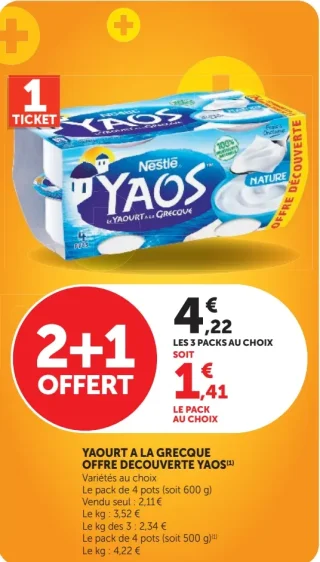 Yaourt à la grecque offre découverte Nestlé YAOS