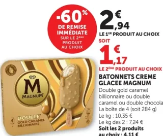 Bâtonnets crème glacée Magnum Double