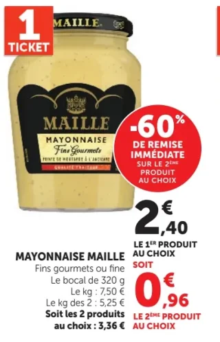 Mayonnaise Maille Fins gourmets ou fine