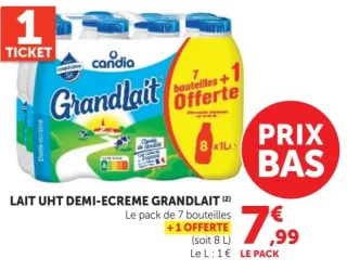 Lait UHT Demi-Écrémé Grandlait