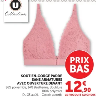 Soutien-gorge paddé sans armatures avec ouverture devant U Collection