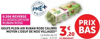 OEUFS PLEIN AIR RUBAN ROSE CALIBRE MOYEN L'OEUF DE NOS VILLAGES La boîte de 12