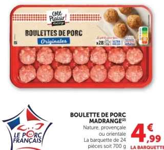 Boulette de porc Madrange Nature, provençale ou orientale