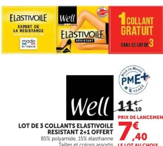 Lot de 3 collants Elastivoile Résistant 2+1 offert Well