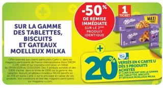 Sur la gamme des tablettes, biscuits et gâteaux moelleux Milka