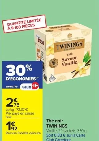 Thé noir TWININGS Vanille
