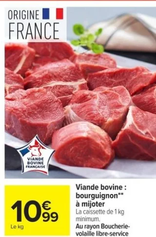 Viande bovine : bourguignon à mijoter