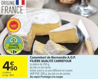 Camembert de Normandie A.O.P. FILIÈRE QUALITÉ CARREFOUR