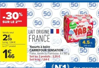 Yaourts à boire CARREFOUR SENSATION