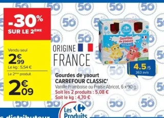 Gourdes de yaourt CARREFOUR CLASSIC'