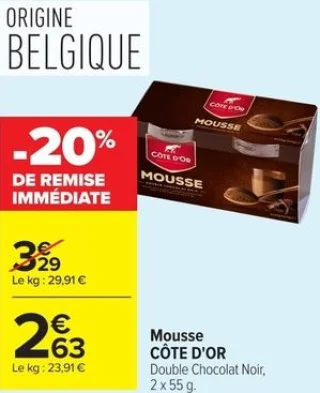 Mousse CÔTE D'OR Double Chocolat Noir