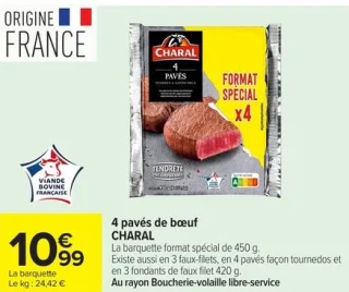 4 pavés de bœuf CHARAL