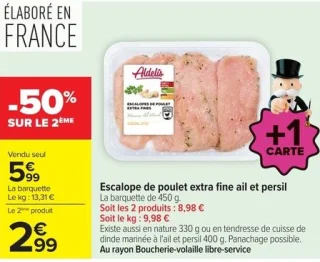 Escalope de poulet extra fine ail et persil Aldelis
