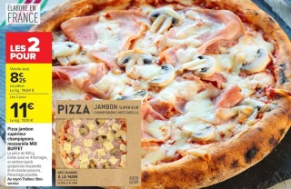 Pizza jambon supérieur champignons mozzarella MIX BUFFET x2