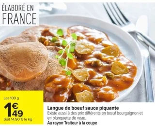 Langue de boeuf sauce piquante