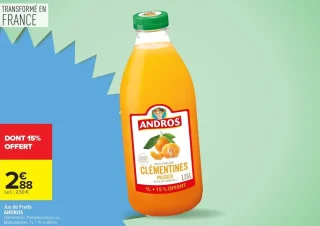 Jus de Fruits ANDROS Clémentines, Pamplemousses ou Multivitaminés, 1 L + 15 cl offerts