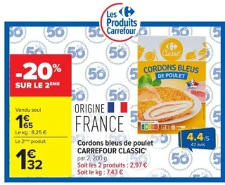 Cordons bleus de poulet CARREFOUR CLASSIC'
