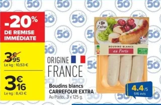 Boudins blancs Carrefour Extra au Porto