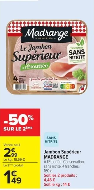 Jambon Supérieur Madrange à l'étouffée