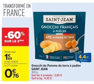 Gnocchi de Pomme de terre à poêler SAINT JEAN
